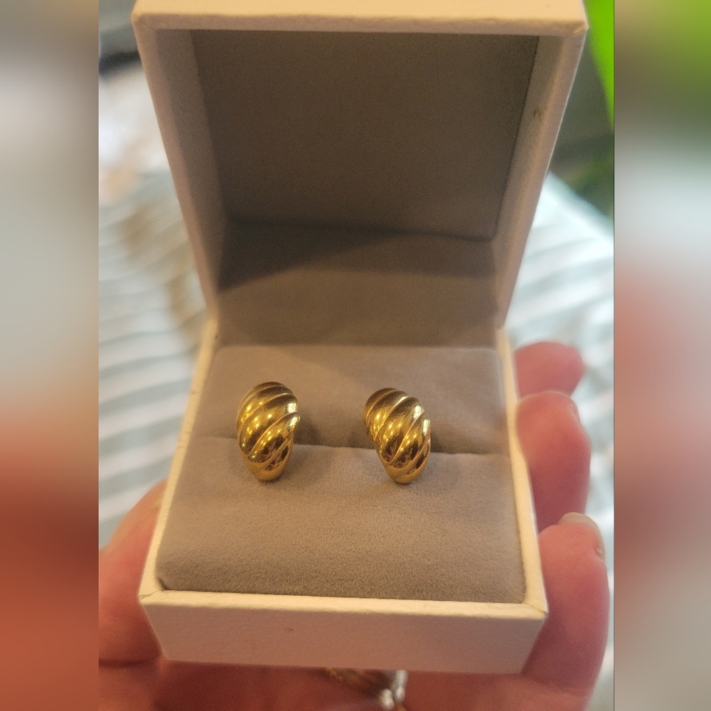 Elegant Gold-Tone Twisted Hoop Earrings